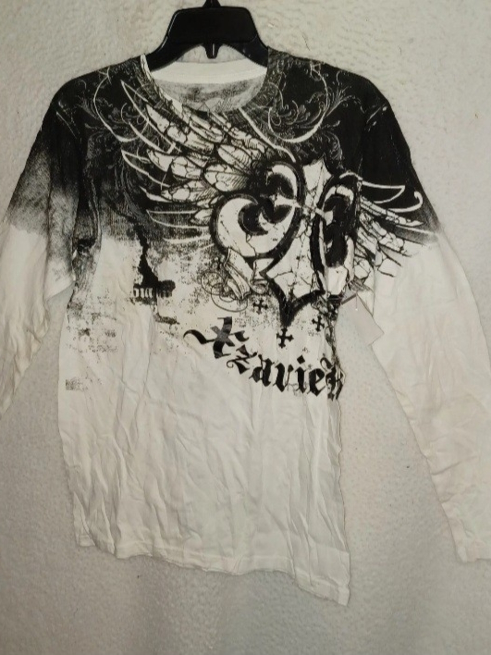 AXR Xzavier Men's Small White Long Sleeves Shirt Faith Royalty Gothic Biker (HD)